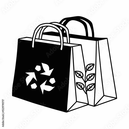 Eco friendly shopping bags recycling design element isolated cutout