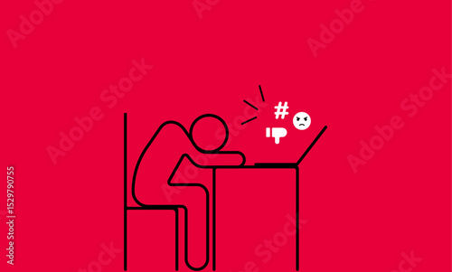 Online social media trolling and hate messages reviews illustration