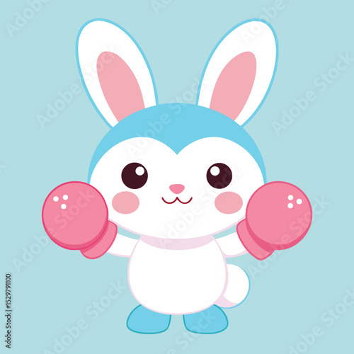 adorable bunny with boxing gloves blushing cheeks vector