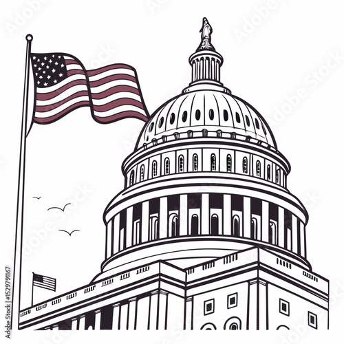 Us capitol building american flag patriotic symbol washington dc landmark