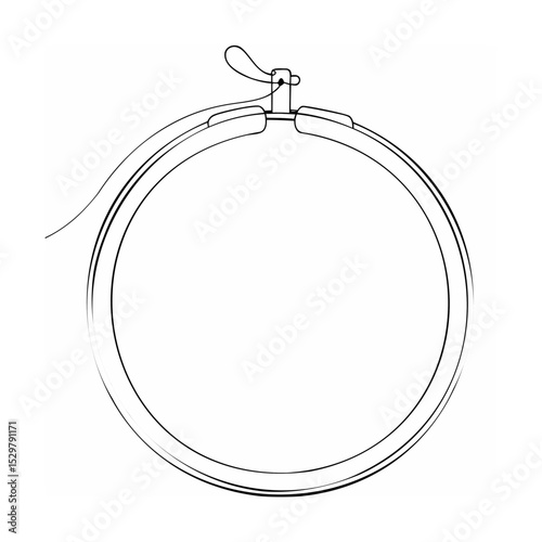 Simple hand embroidery hoop outline vector illustration isolated on a clean white background