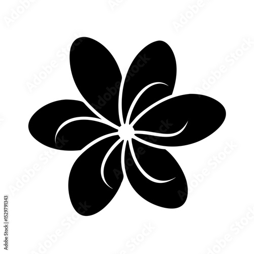 Crisp frangipani flower silhouette design on white background