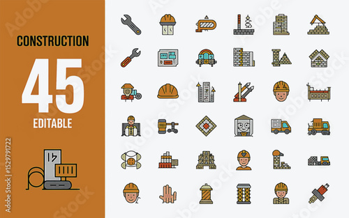 Construction Line Editable Icons set. Vector illustration in modern thin line style of renovation related icons (4) - Copy_traced