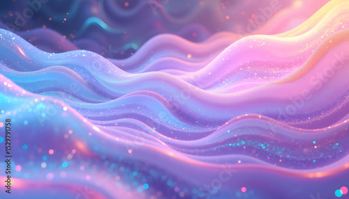 Abstract Pastel Waves with Glittering Particles and Bokeh Lights Background created by Generative AI.