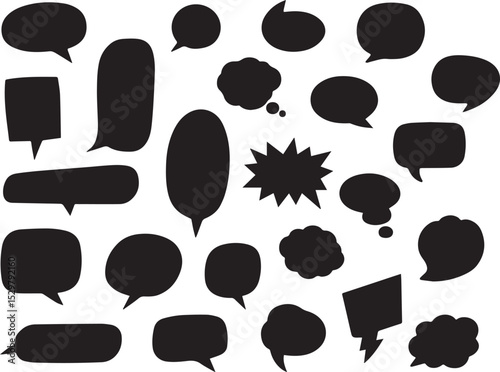 Hand Drawn Speech Bubble Silhouettes Set – Vector Comic and Chat Balloon Collection