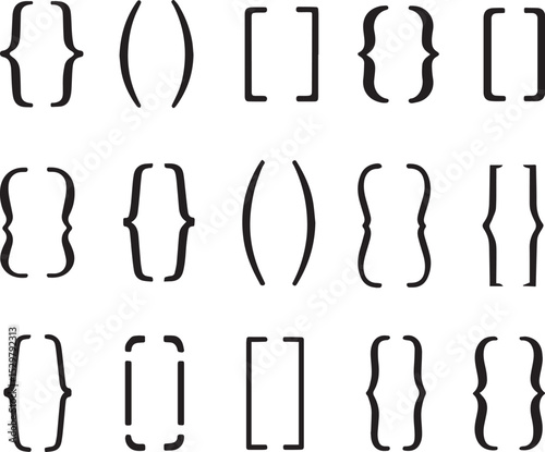 Hand Drawn Brackets and Parentheses Set – Vector Collection of Curly, Square, and Round Brackets