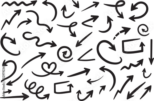 Hand Drawn Arrow Doodle Set – Vector Sketch Arrows Collection