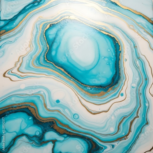 Abstract artistic blue and gold fluid artwork flowing design pattern