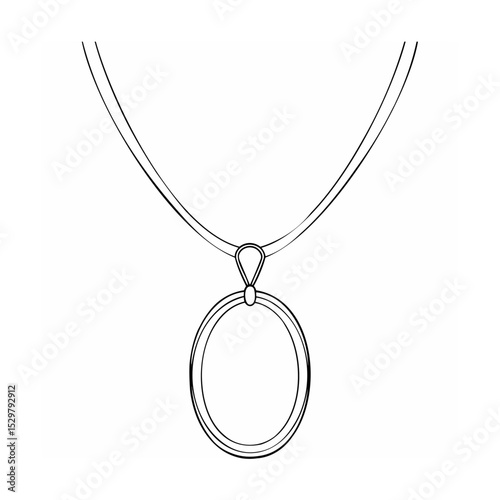 Simple black and white minimalist necklace with an oval pendant outline for design elements