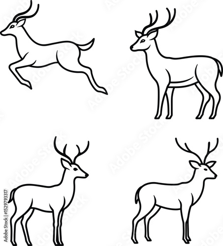 set of deer silhouettes