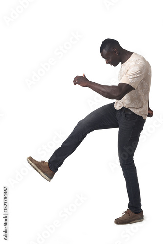 man kicking on white background