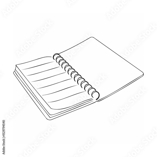 Simple hand drawn open spiral notebook illustration perfect for design and stationery projects