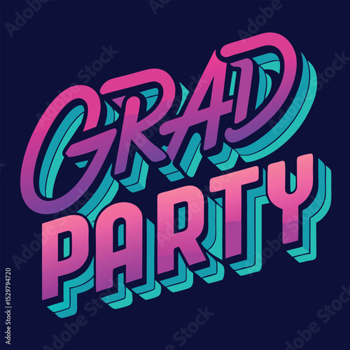 grad party neon sign trendy neon text vector