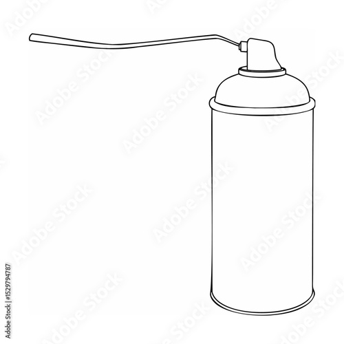 Simple black and white illustration of an aerosol spray can with elongated nozzle for creative designs