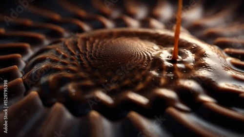 Detailed spiral pattern on dark chocolate surface