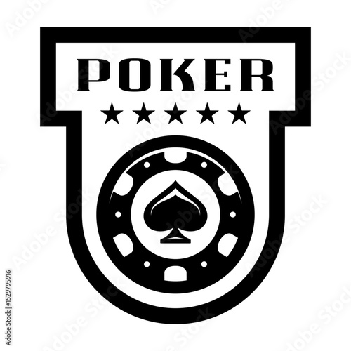 Poker chip logo. Spades sign. Gambling emblem. Casino games.