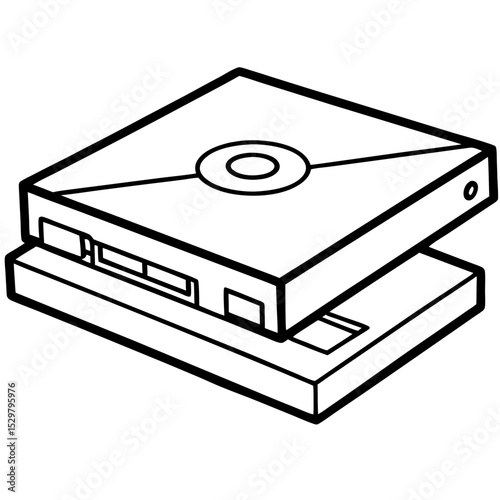 Minimal DVD Player Vector on White Background