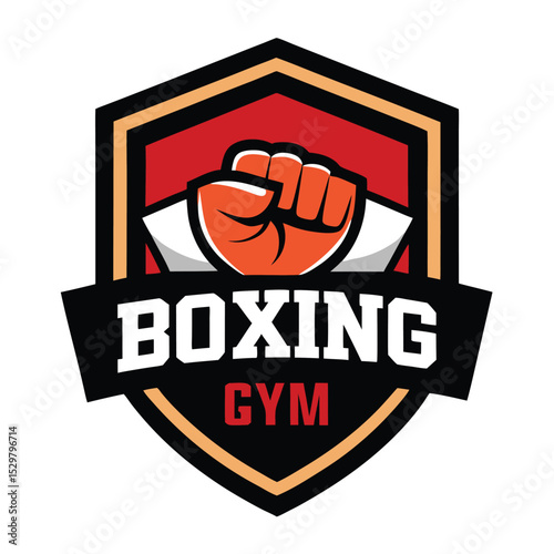 modern boxing gym logo fist shield bold vector