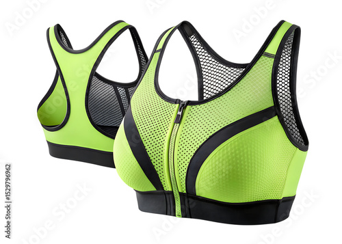 Neon Green High Support Sports Bra isolated on a transparent background