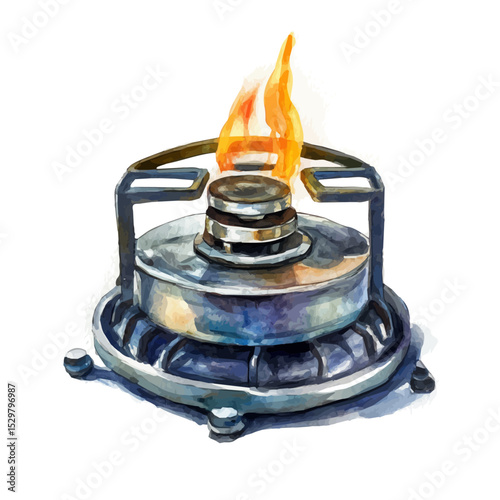 Adjustable Burner, watercolor clipart vector, isolated on a white background.