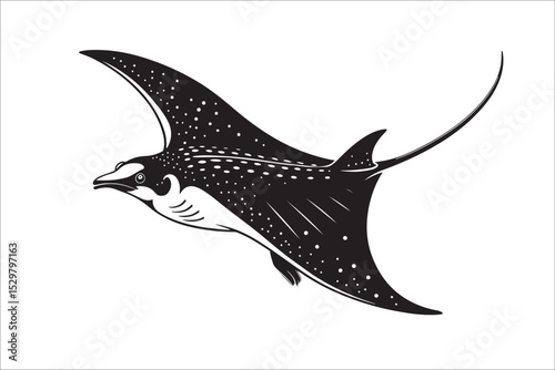 Spotted Eagle Ray Vector Silhouettes Set – Underwater Marine Animal Illustration