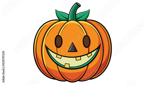 Smiling cartoon jack o lantern halloween pumpkin