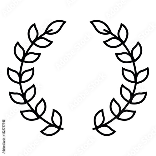 Laurel wreath line icon, linear style laurel wreath icon sign vector flat trendy style illustration isolated on white background.