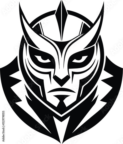 symmetrical tribal boxing mask sharp lines vector