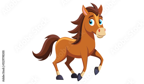 Cute cartoon brown horse illustration