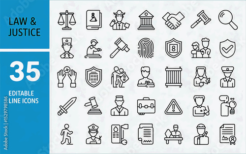 Law and Justice Line Editable Icons set. Vector illustration in modern thin line style of judicial system related icons (3)_traced
