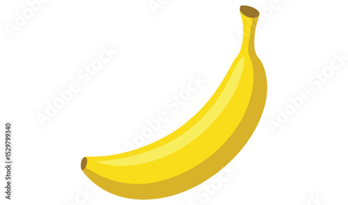 Single ripe yellow banana isolated on white