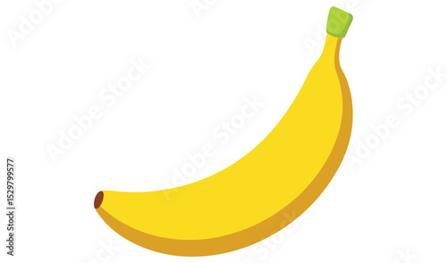 Single ripe yellow banana fruit illustration