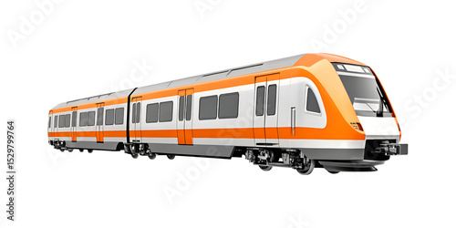 Modern orange and white train isolated on a white background