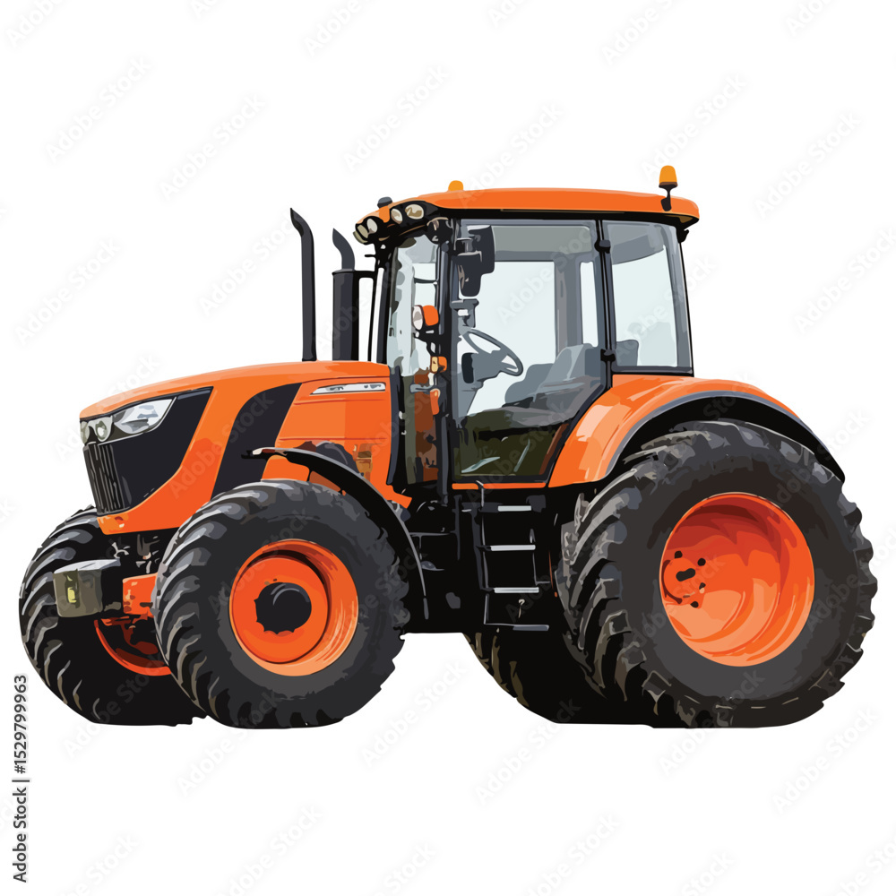Obraz premium Tractor Vector Illustration logo with Heavy Duty tractor Icon vector on white background