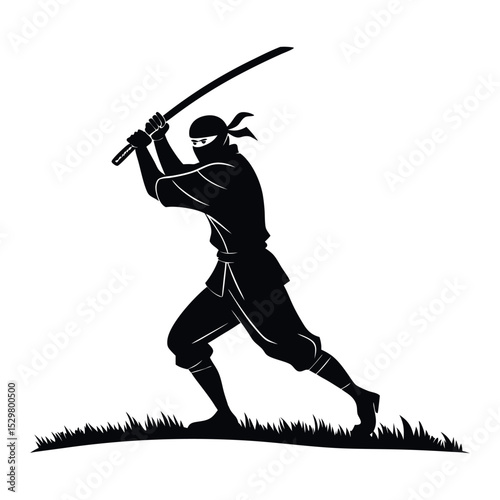 Karate Man Vector Silhouette – Martial Arts Fighter Clip Art in Action Pose