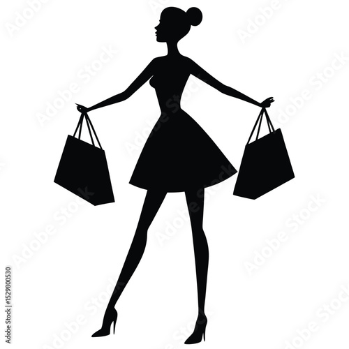 Elegant silhouette of a woman holding shopping bags depicting fashion and retail