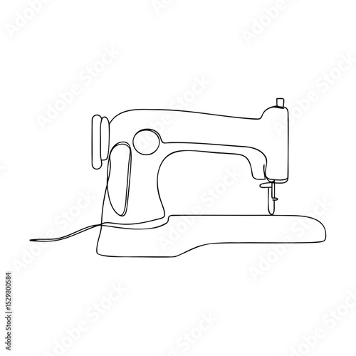 Minimalist line art illustration of a sewing machine for tailoring and crafting projects