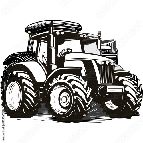 Tractor Vector Illustration logo with Heavy Duty tractor Icon vector on white background