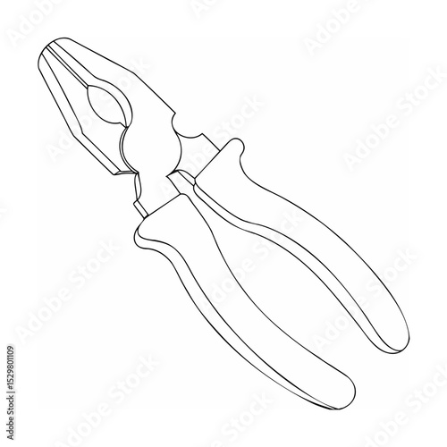 Simple black and white line art illustration of a pair of pliers on a white background