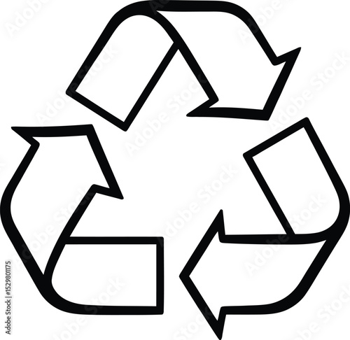 Universal recycling symbol line art icon graphic