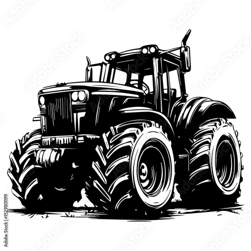 Tractor Vector Illustration logo with Heavy Duty tractor Icon vector on white background