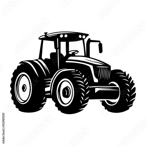Tractor Vector Illustration logo with Heavy Duty tractor Icon vector on white background