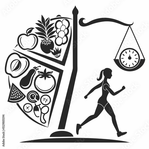Healthy lifestyle balance diet exercise fitness weight loss woman running