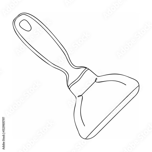 Simple continuous line drawing of a kitchen scraper on a white background