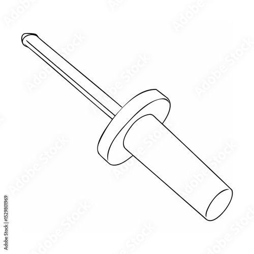 Black and white outline illustration of a rivet or stud fastener isolated on white