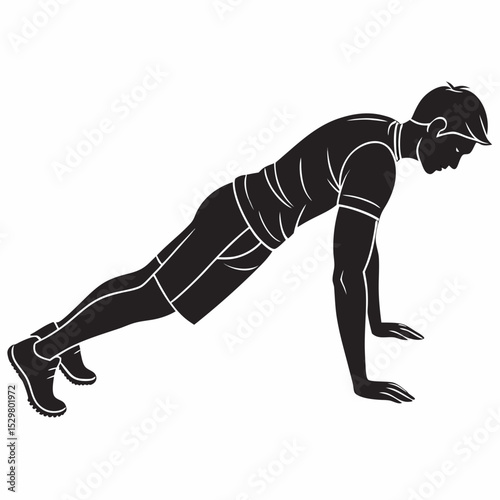 Man performing plank exercise fitness workout silhouette