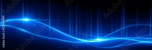 Abstract blue digital wave background with glowing lines