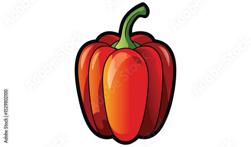 Single red bell pepper cartoon illustration