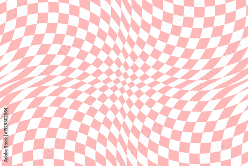 Vector abstract checkered background. Dynamic backdrop with optical illusion, op art.
