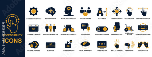 Inclusive Accessibility Icon Set – Diversity, Assistive Tech & Inclusive UX Vectors